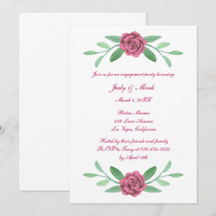 Rosa Blumengrün Foliage Engagement Party Einladung