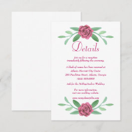 Rosa Blumengrün Foliage Hochzeitdetails Begleitkarte