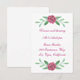 Rosa Blumengrün Foliage Hochzeitsempfehlung Einladung