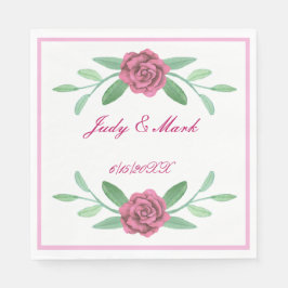 Rosa Blumengrün Foliage Papier Napkins Serviette