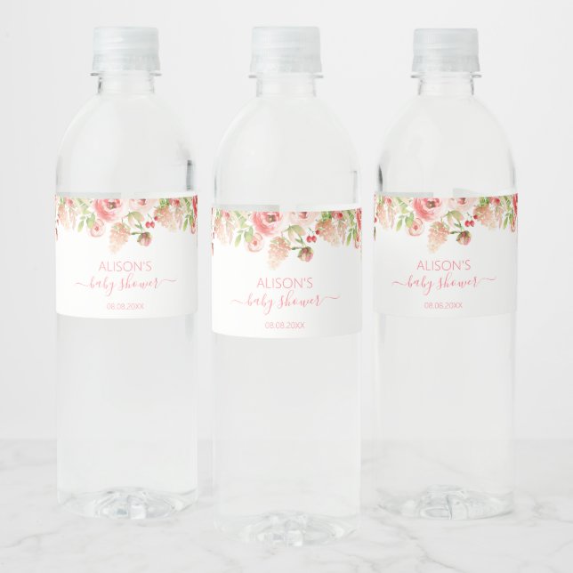 Rosa Blumengrün Girl Babydusche (Flaschen)