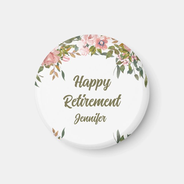 Rosa Blumengrün Rustic Boho Happy Rente Magnet (Vorne)