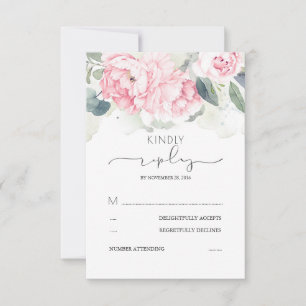 Rosa Blumengrün Splashes Hochzeit RSVP
