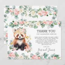 Rosa Blumengrün Sweet Red Panda Baby Dusche