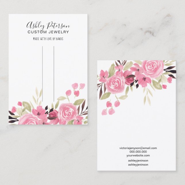 Rosa Blumenhaarklammer Barrett-Display Visitenkarte (Vorne/Hinten)