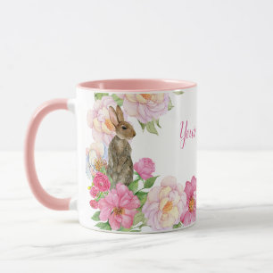 Rosa Blumenhase  Tasse