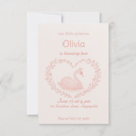 Rosa Blumenherz Swan Birthday Girl Einladung