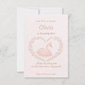 Rosa Blumenherz Swan Birthday Girl Einladung
