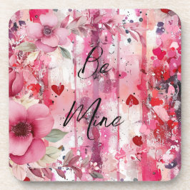 Rosa Blumenherzen Valentine Getränkeuntersetzer