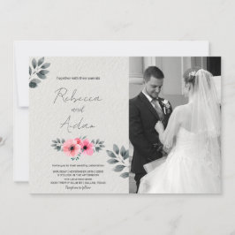 Rosa Blumenhochzeit Einladungen mit Foto
