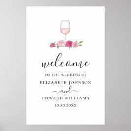 Rosa Blumenhochzeit. Rose und Begrüßung Poster