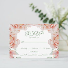 Rosa Blumenhochzeit RSVP Karte