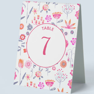 Rosa Blumenhochzeit Tischaufsteller