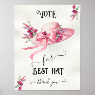 Rosa Blumenhut Derby Brautparty Bester Hut Poster