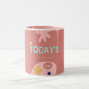 Rosa Blumenkaffeetasse Inspirierende Zitate Zweifarbige Tasse