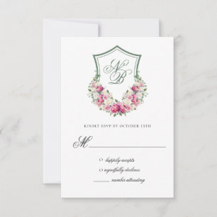 Rosa Blumenkamm Hochzeit Antwortkarte RSVP Karte