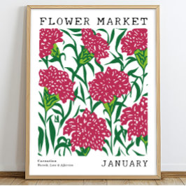 Rosa Blumenkarnation Januar Geburtsmarkt Blume Poster
