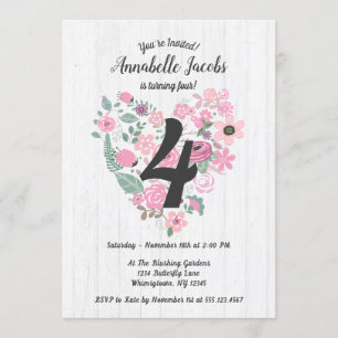 Rosa Blumenkohl Geburtstagsparty Einladungen