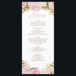 Rosa Blumenkost Brautparty Hochzeit Menükarte<br><div class="desc">Zeigen Sie Ihr leckeres Menü auf diesen hübschen Menükarten! Editieren Sie einfach die Menüpunkte! Sehen Sie sich die gesamte Pink Floral Kollektion für weitere passende Artikel an!</div>