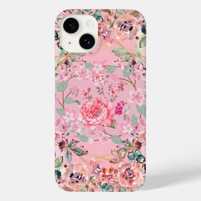 Rosa Blumenkranz, Blume Überlast Case-Mate iPhone 14 Hülle (Rückseite)