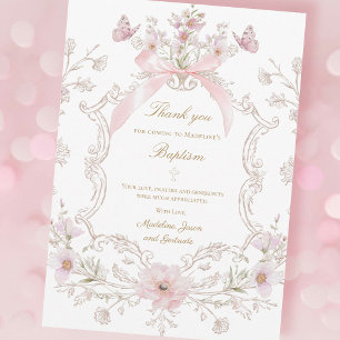 rosa Blumenkranz Danksagungskarte Einladung