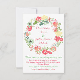 Rosa BlumenKranz - Einladung der Hochzeits-3x5