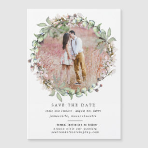 Rosa Blumenkranz Save the Date Magnetkarte Magneteinladung