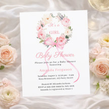 Rosa Blumenkranz-Schleife Mädchen Baby Shower Einl