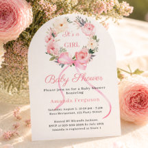 Rosa Blumenkranzbogen Mädchenbogen Baby Shower