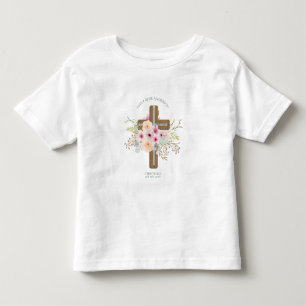 Rosa Blumenkreuz Bouquet Girl Taufe Kleinkind T-shirt