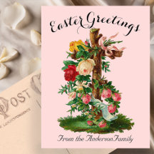 Rosa Blumenkreuz Vintag Ostern Religiös