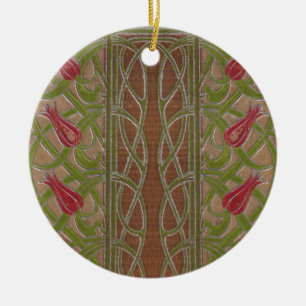 Rosa Blumenkunst nouveau Bucheinbandverzierung Keramikornament