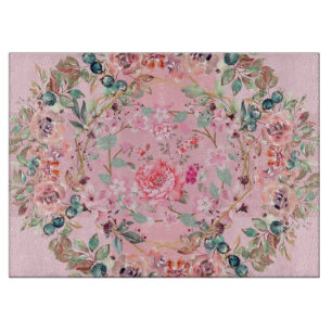 Rosa Blumenkunst, rosa Blumenreste Schneidebrett