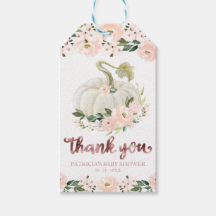 Rosa Blumenkürbis Herbst Babyshower Danke Gif Geschenkanhänger