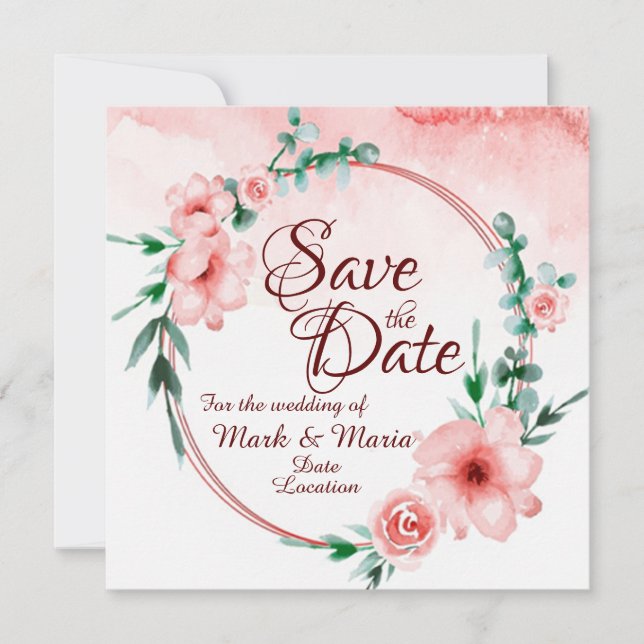 Rosa Blumenladen Save the Date Einladung (Vorderseite)
