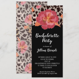 Rosa Blumenleopard Print Junggeselinnen-Abschied Einladung