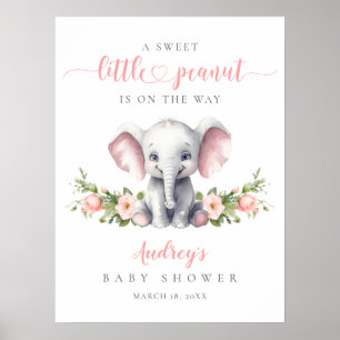 Rosa Blumenlephant Baby Girl Dusche Willkommen Poster