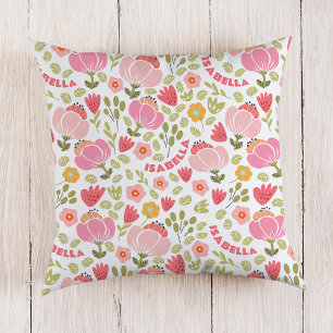 Rosa Blumenmädchen Name Pillow Kissen