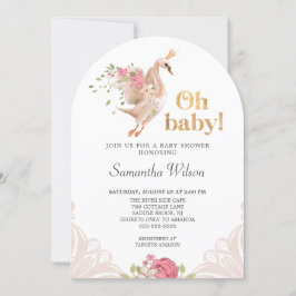 Rosa Blumenmädchen Niedliche Schwan Princess Babyd Einladung