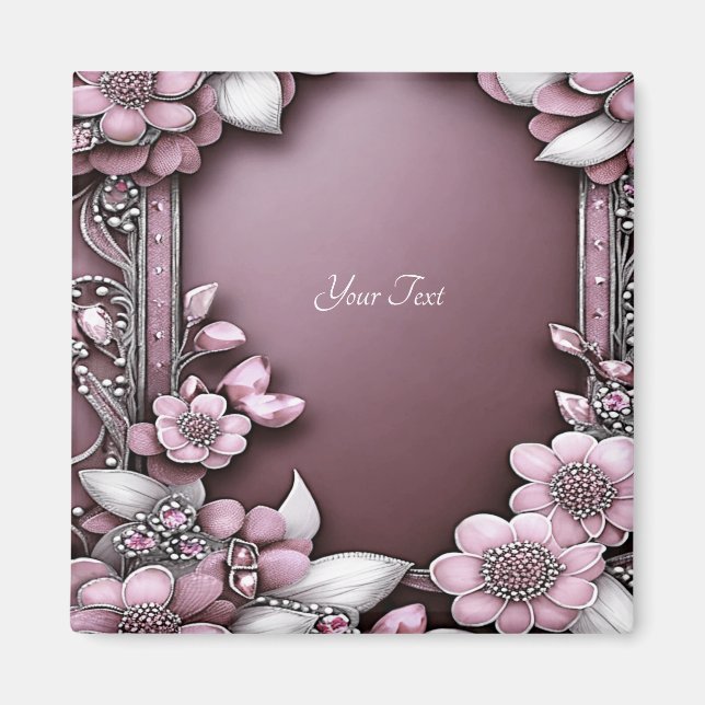 Rosa Blumenmagnet Magnet (Vorne)