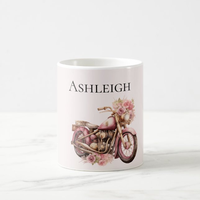 Rosa Blumenmotorrad   Kaffeetasse (Mittel)