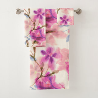 Rosa Blumenmuster Badhandtuch Set