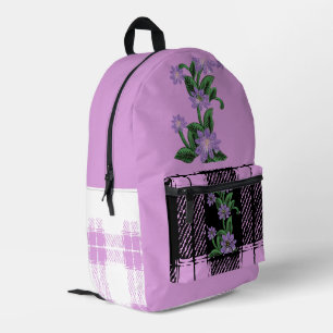Rosa Blumenmuster Bedruckter Rucksack