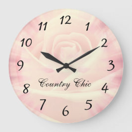 Rosa Blumenmuster Country-Design Große Wanduhr