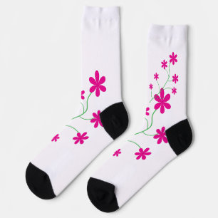 Rosa Blumenmuster Crew Socken Süße Botanische Blüt