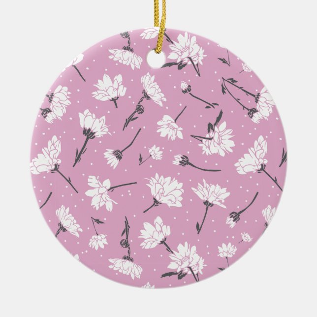 Rosa Blumenmuster-Design - Elegante Blume Art Keramik Ornament (Vorne)