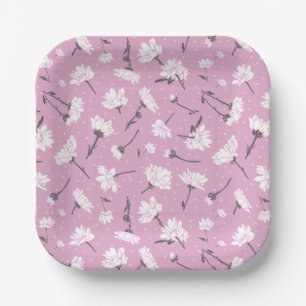 Rosa Blumenmuster-Design - Elegante Blume Art Pappteller