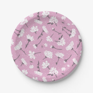 Rosa Blumenmuster-Design - Elegante Blume Art Pappteller