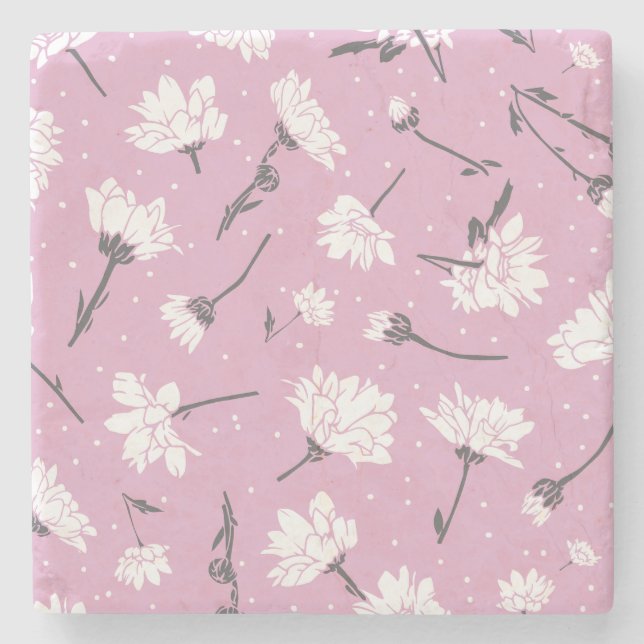 Rosa Blumenmuster-Design - Elegante Blume Art Steinuntersetzer (Vorderseite)