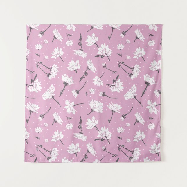 Rosa Blumenmuster-Design - Elegante Blume Art Wandteppich (Vorderseite)